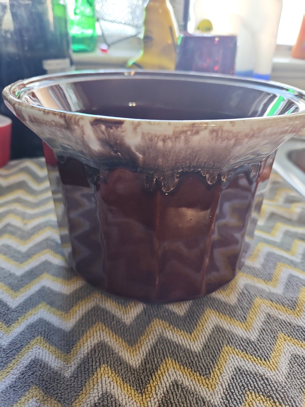 Brown Ceramic Planter with White Drip Glaze - Home Accent McCoy Pottery